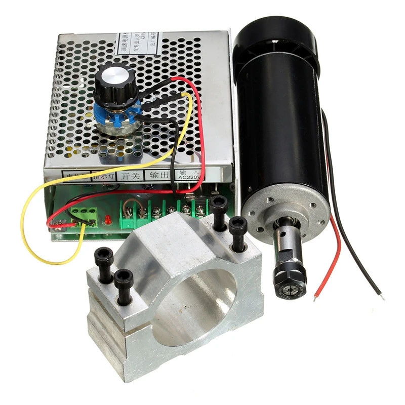 

New ER11 Chuck CNC 500W Spindle Motor with 52mm Clamps and Power Supply Speed Governor