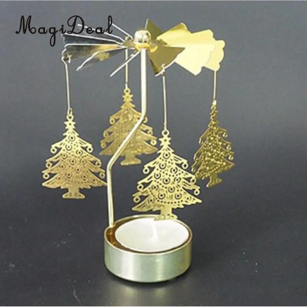 Christmas Windmill Decor Rotating Candle Tea Light Holder Candlestick Ornament- snowflakes elf star heart tree reindeer