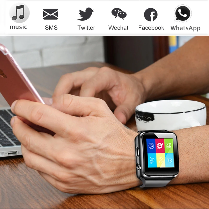 

Top Bluetooth Smart Watch Sport Pedometer Smartwatch 2018 New Camera Support SIM Card Whatsapp Facebook for Android IOS Box
