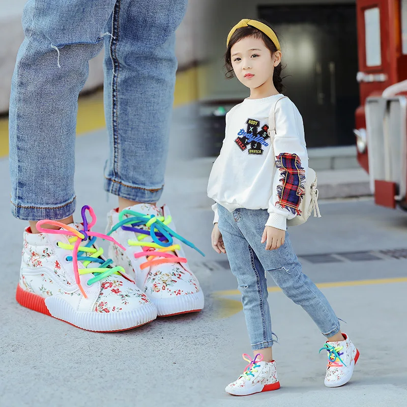 

Winter Autumn New Girl Casual Middle Sneakers Children's Fashion Floral Casual Shoes