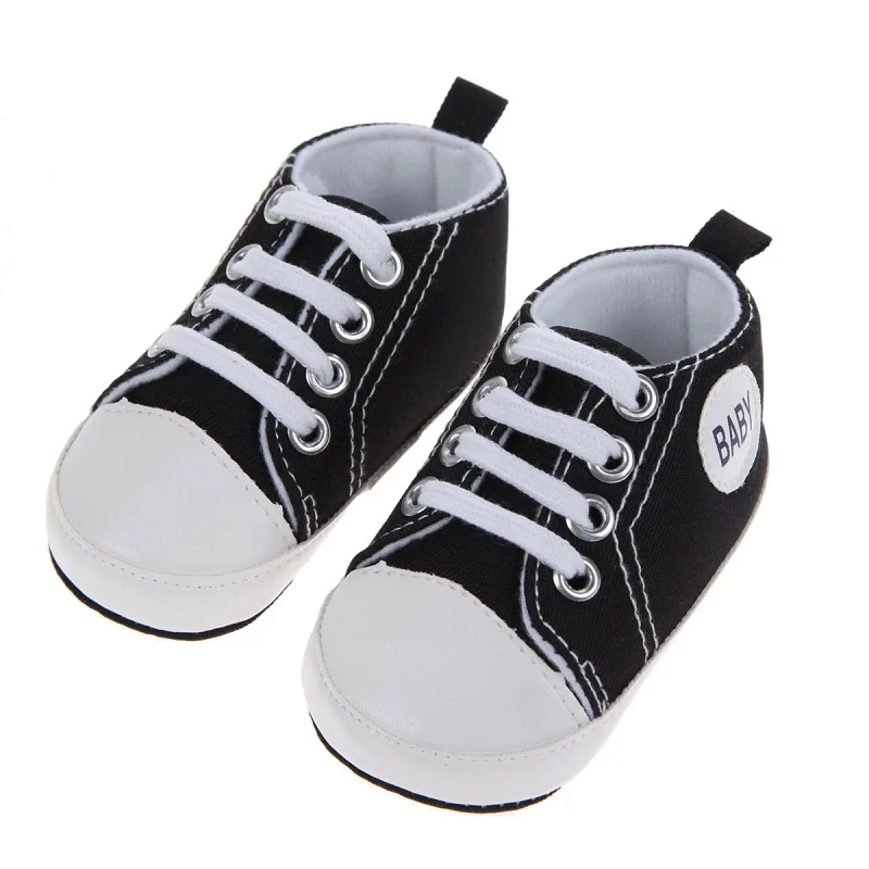 Новые парусиновые классические спортивные кроссовки для новорожденных мальчиков и девочек; повседневная обувь для первых шагов; обувь для малышей с мягкой нескользящей подошвой; детская обувь - Цвет: black 13