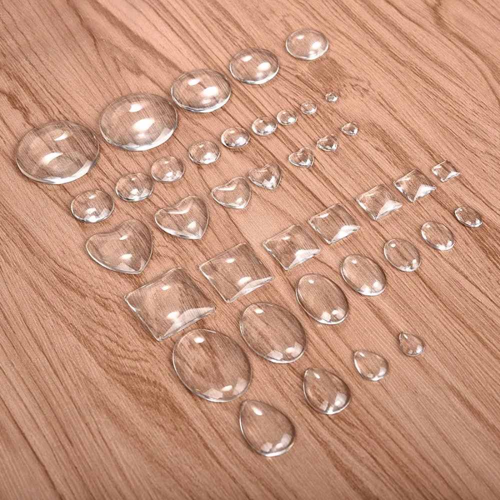 Round Oval Square Heart Teardrop Clear Cabochons Flat Back Transparent Glass for DIY Jewelry Making Handmade Pendant Findings (8)