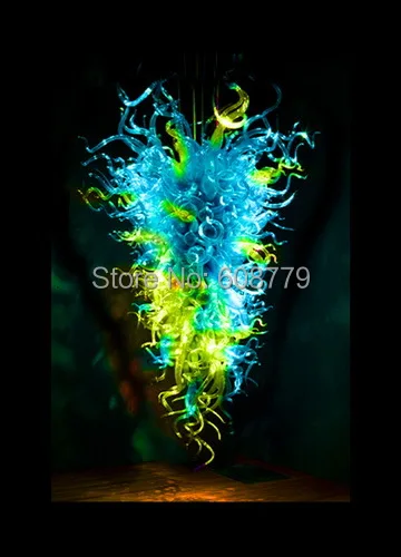 

Blue and Yellow Hand Blown Multi Colored Glass Chandelier