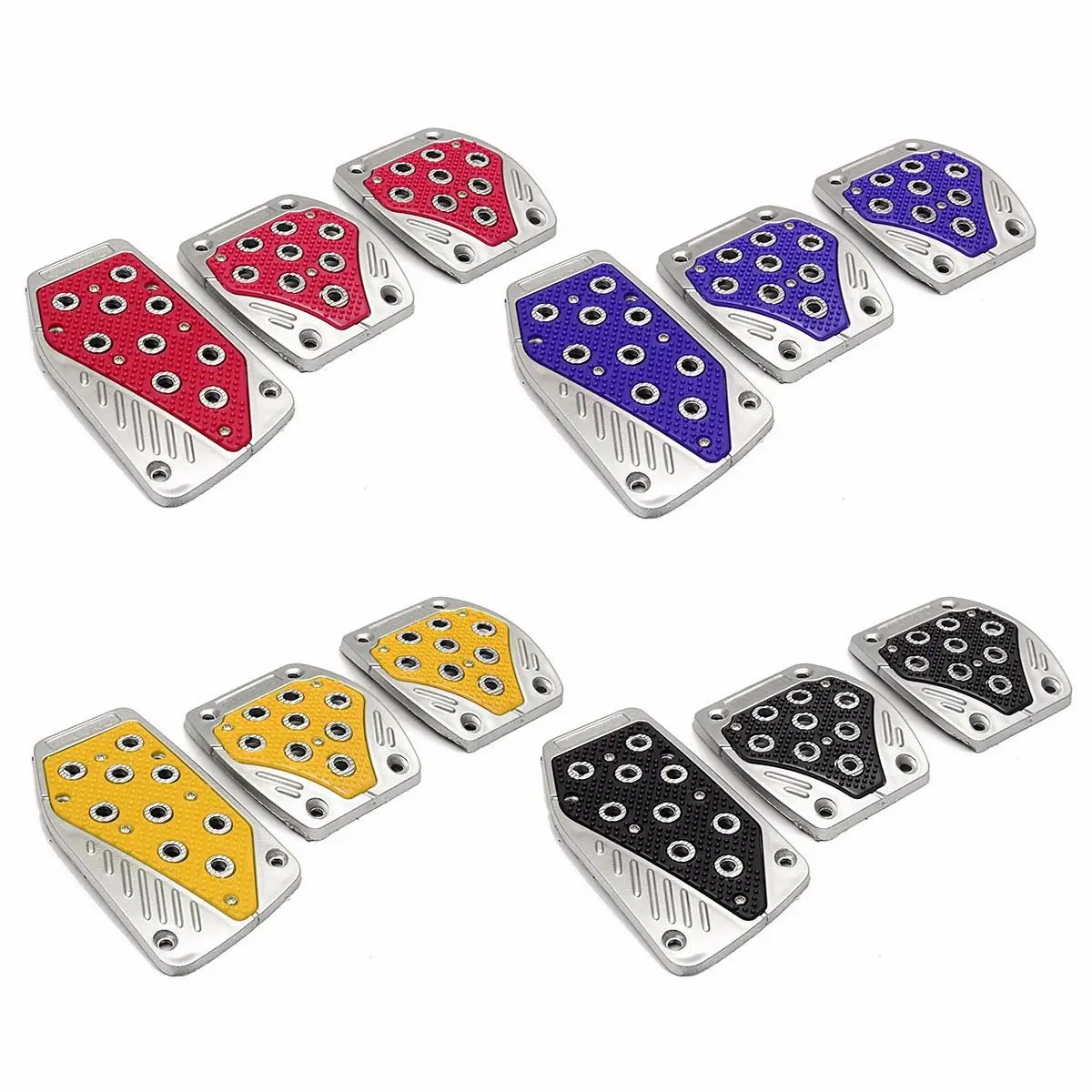 

Universal 3 Pcs/Set car Pedal Cover Set Foot Pads Aluminum Rubber Grip Non-Slip Blue Yellow Red Black