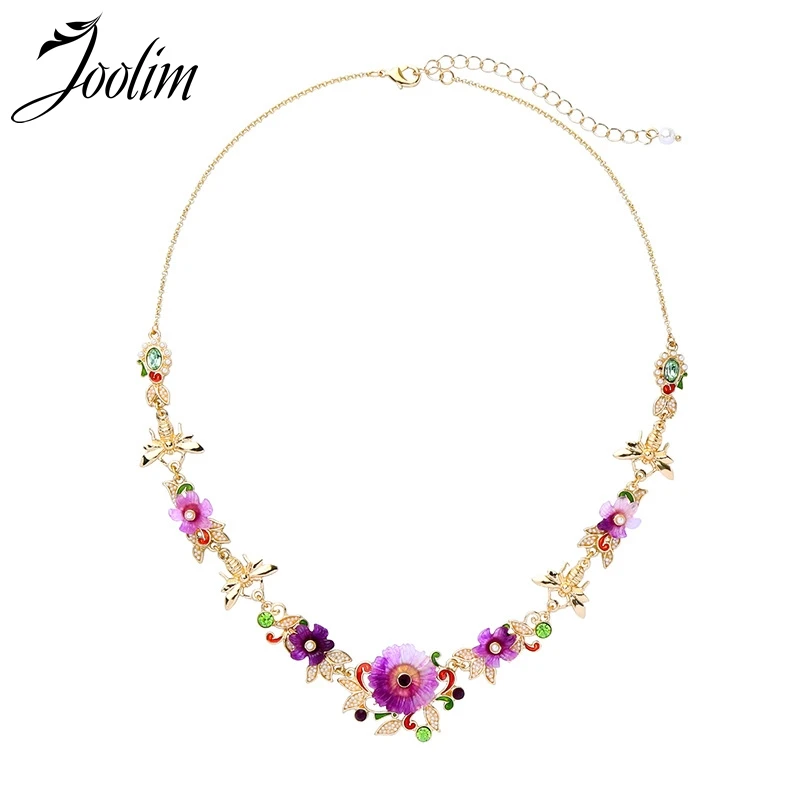 

Joolim Jewelry Wholesale Romantic Resin Enamel Flower Bedd Choker Necklace Collar Necklace Garden Necklace