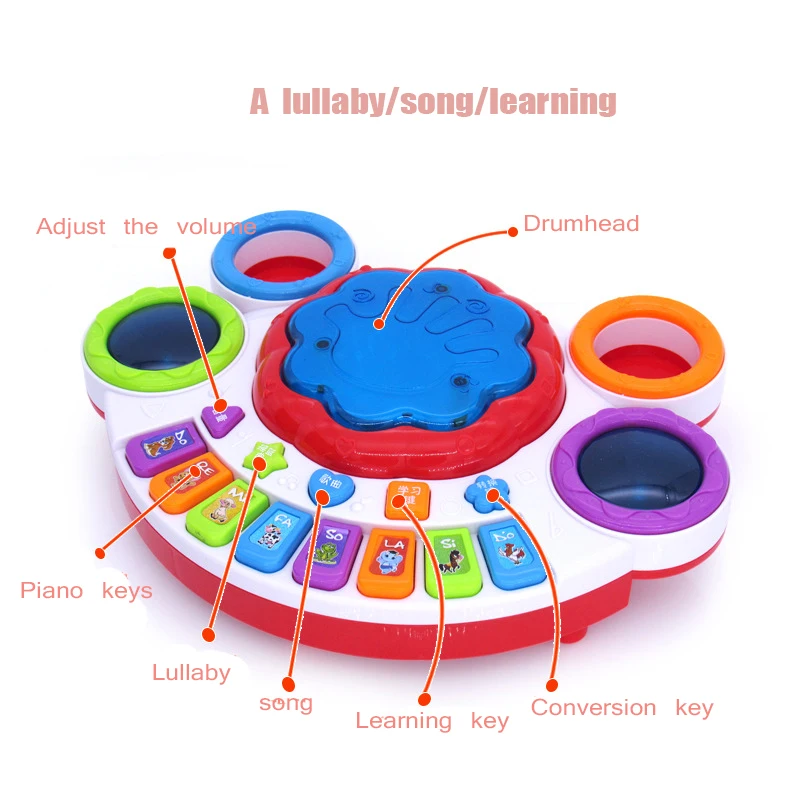 Детские электрические ударные барабаны, детские музыкальные барабаны, электронные пианино, детские игрушки, музыкальный светильник, барабаны, умные игрушки