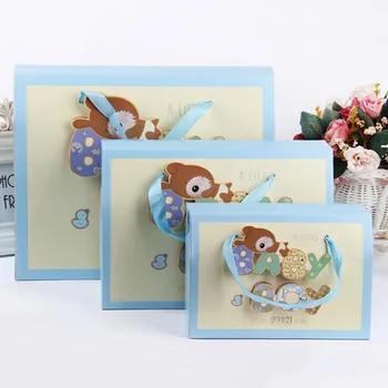 

10pcs its Boy Girl Baby Gift Bag With Handle Baby Shower Super large Gift Box Birthday Party Candy Box Classic Gift Favor Wrap