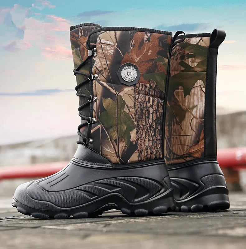 SERENE Brand Winter Men's Boots Warm Boot With Velvet Non-Slip Snow Boots Waterproof Slip-Resistant Winter Shoes Plus Size 40-47 (12)