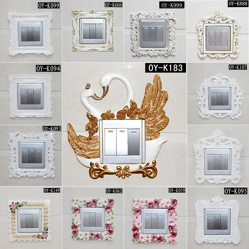 

Switch decorative protective cover dustproof cover room Korean European paste stickers feast acrylic lamp socket