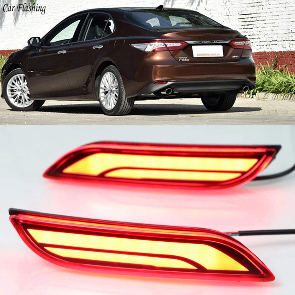 

Car Flashing 2Pcs Multi-functions Car Tail Light LED Rear Fog Lamp Bumper Light Brake Light Reflector For Toyota Camry 2018 2019