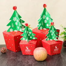 LBSISI Life 50 шт./лот, Рождественская коробка с яблоком, фруктами, конфетами, рождественским декором, елкой, коробка для печенья, подарочные коробки с колокольчиком