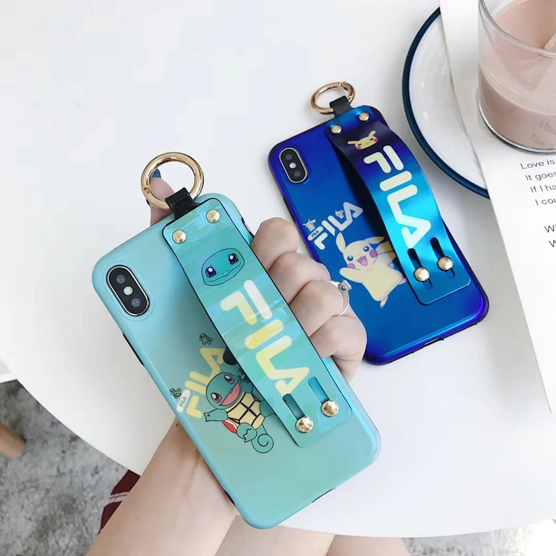 

New taly sport brand Wrist strap Blu-ray Soft cover case for iphone 6 6S S 7 8 8plus X Bracket Japan anime cartoon phone cases