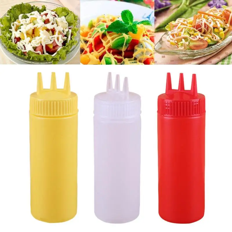 

Vinaigrette Oil 3 Sizes Sealing 3 Holes Portable Bottle Ketchup Squeeze Style