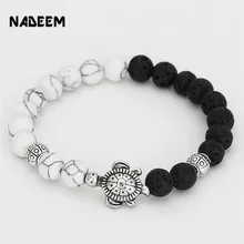 

2016 new male bracelet silver sea turtle charm 8 mm white turquoise and green quartz bead bracelet men gift