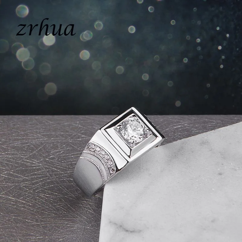 ZRHUA Vintage 925 Sterling Silver Finger Anillo AAA Zircon Crystal CZ Rings for Men Women Engagement Wedding Jewelry Bauge Mujer