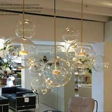 Прозрачный стеклянный шар, люстры для гостиной, Арт Деко, пузырьковая лампа, абажуры, люстра, современное внутреннее освещение, Ресторан iluminacao