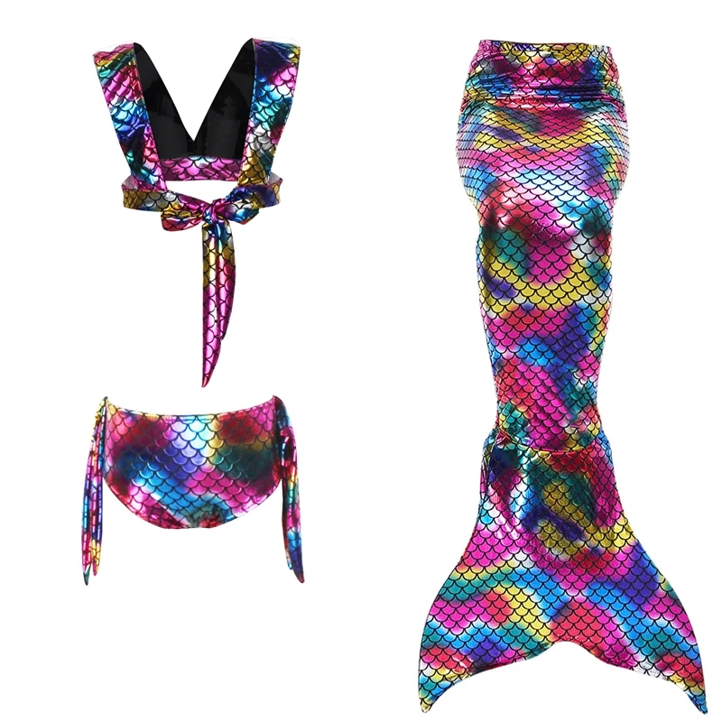 2018 Children Girls Mermaid Tail Costume Cosplay Kid Swimmable Mermaid Tails with Monofin Bikini Swimming Mermaid Swimsuit (4)