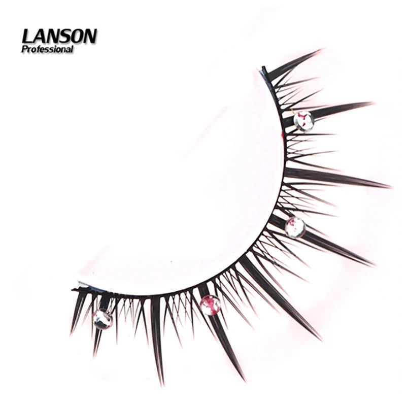 Glitter & Shimmery Black Full Strip Lashes Natural Tapered Fake Eyelash