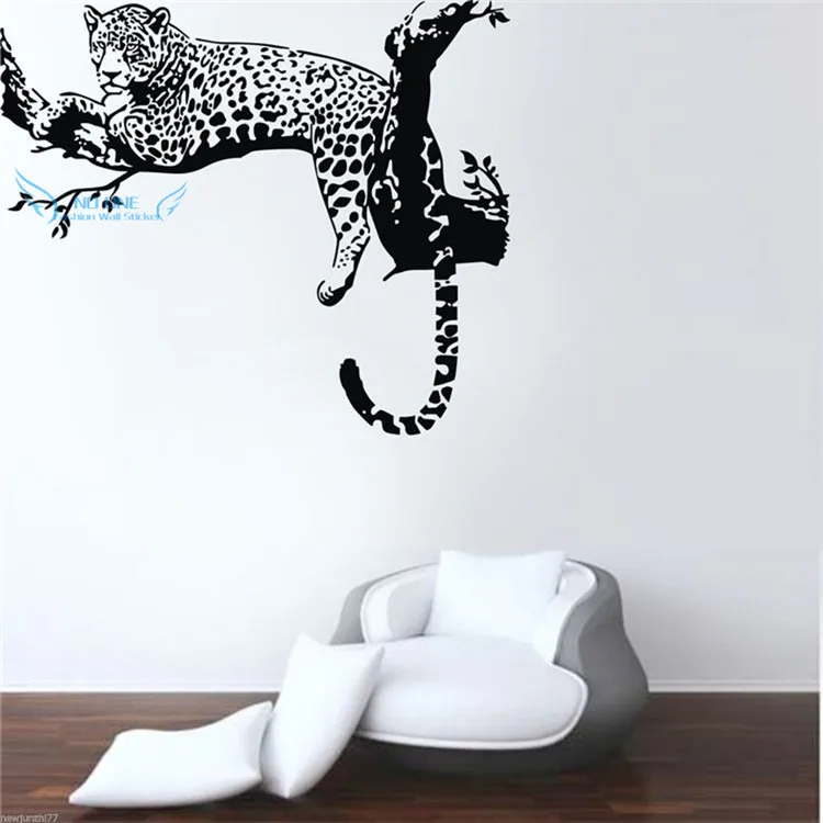 Animal Series Leopard On The Tree Vinyl Decals Wall Art Decor Living