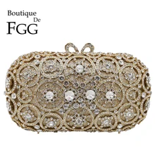 Boutique De FGG выдалбливают Алмаз для женщин вечерние сумочки-косметички Свадебные Свадебный клатч кошельки и сумки дамы кристалл сумка