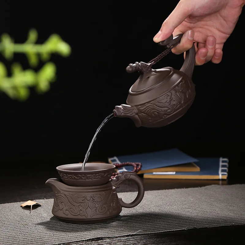 new Ceramic Purple Clay Tea Set Kung Fu Pot Teacups Drinkware Chinese Gaiwan with gift box