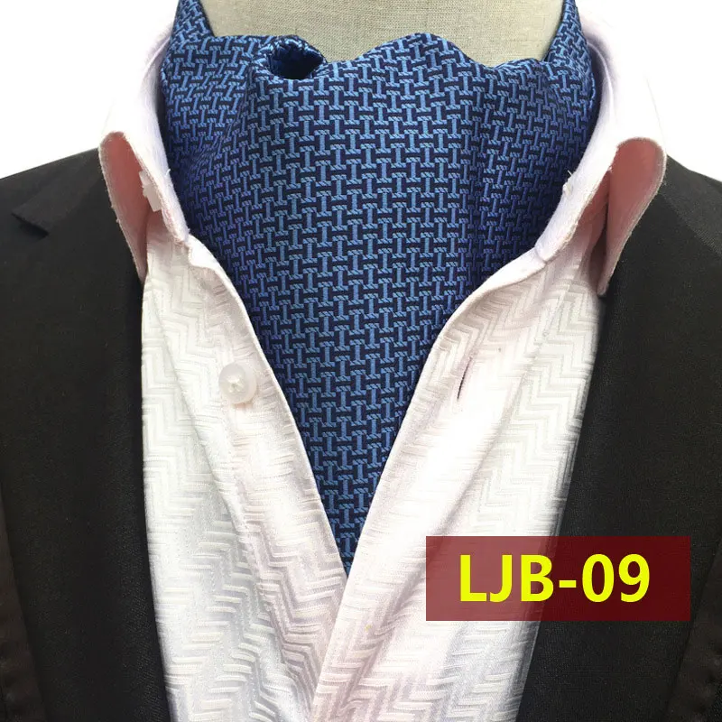 Мужские в английском стиле Винтаж галстук шелк с V образным вырезом Однотонная рубашка с узором в горошек, в полоску галстук из жаккардовой ткани, Аскот галстук-бабочка для Бизнес вечерние аксессуары - Цвет: LJB 09