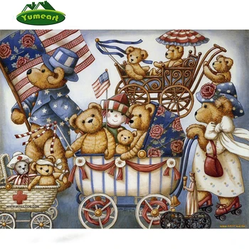 

Family of bears Patterns Counted Cross Stitching Kits Square diamond embroidery drawing children's room decoration cartoon bears