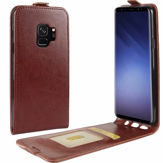 Кожаный чехол-кошелек для samsung Galaxy S9 S8 Note 9 8 A6 A8 Plus A9 A7 C10 C7 Xcover 4 флип-чехол для телефона вертикальный - Цвет: Brown