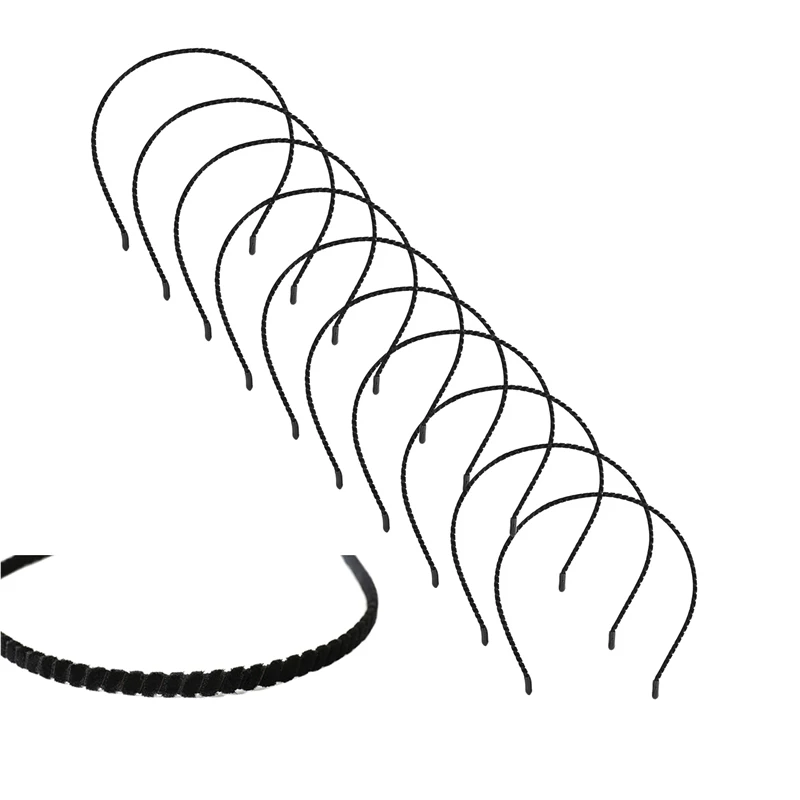 10 шт. в упаковке, женский простой черный бархатный обруч для волос, тонкий жесткий металлический обруч для волос, повязка на голову, держатель-застёжка, Расческа с зубами, сделай сам - Цвет: 10 Pack Black Color