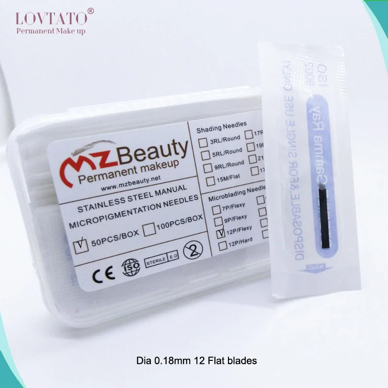 

2018 Sale Agulhas Agulha New 0.18mm Diameter 12 Pin Microblading Needles Blades Tebori Pontas Flexy Brow Tatoo Oem Supply 3d