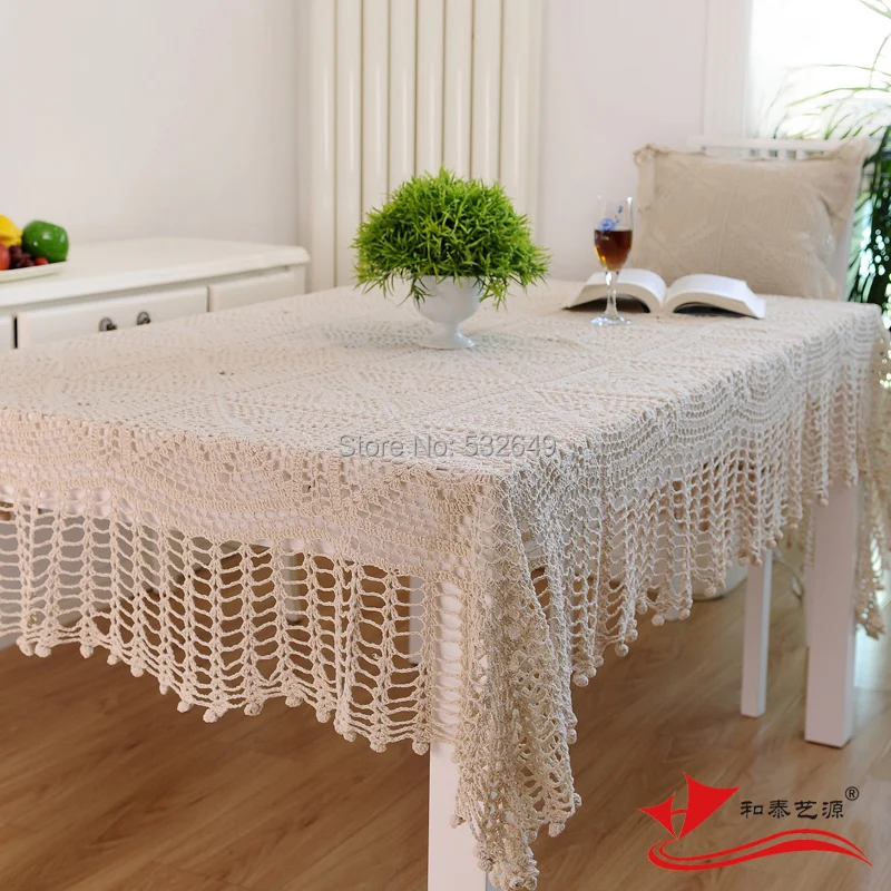 HETAIYIYUAN art hand crochet table cloth crochet ribbon embroidery