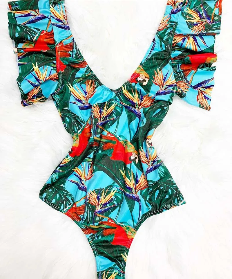 Sexy Off The Shoulder Ruffle One Piece Swimsuit 2019 New Swimwear Women ...