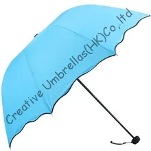 Водный цветок с принтом, 90 T pongee, sunshade, изменение цвета, арочная форма ручные зонты, три раза, модные девственные Зонты