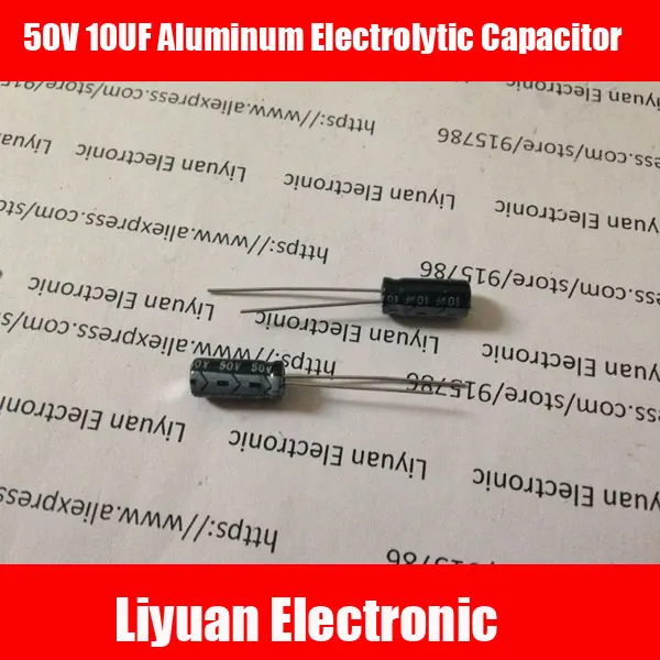 100 шт./лот 10 мкФ с алюминиевой крышкой, 50В электролитический конденсатор с алюминиевой крышкой, 50В 10 мкФ Алюминий электролитический конденсатор с алюминиевой крышкой, 5X11 мм