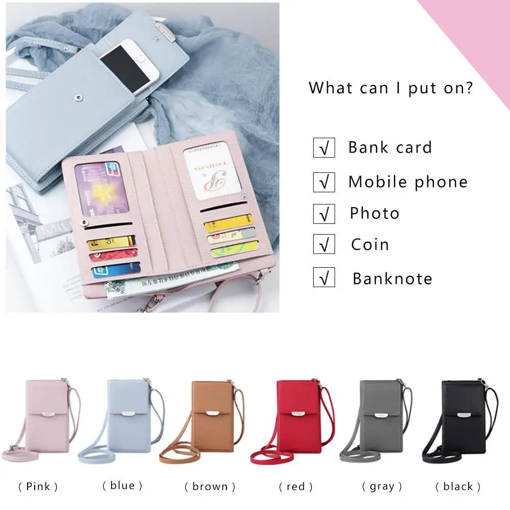  Tinkin PU Leather Multifunction Women Shoulder Bag Fashon Candy Color Cell Phone Bag - 32868211137