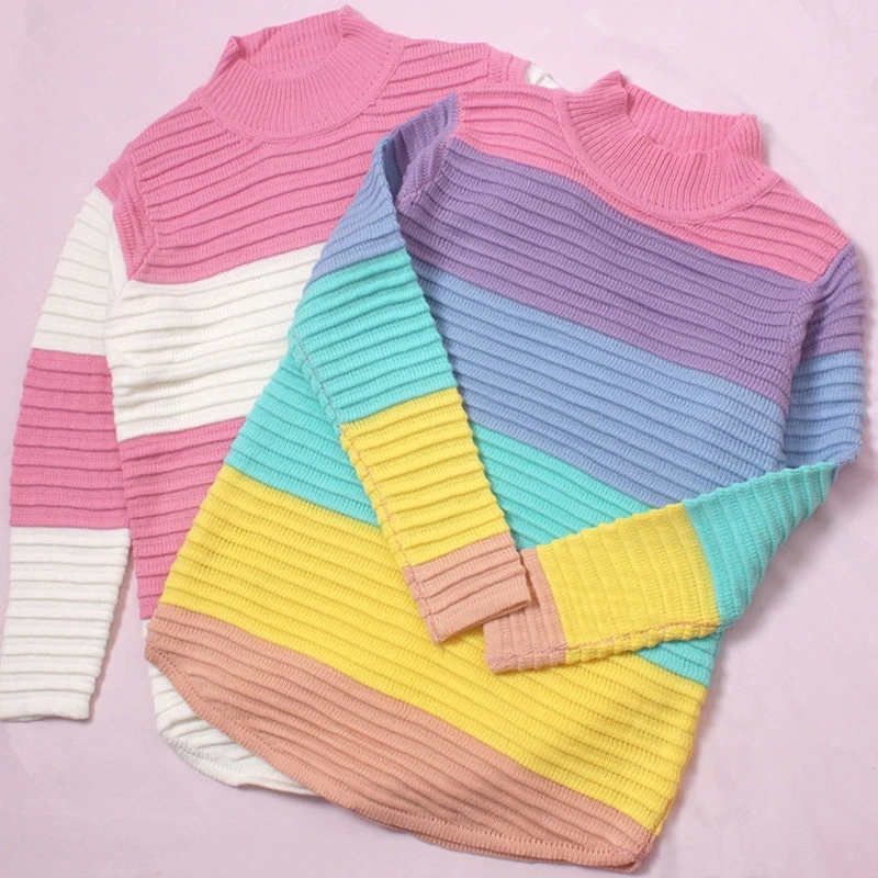 Новинка года; цветной свитер; вязаный женский свитер в полоску больших размеров для милых девушек