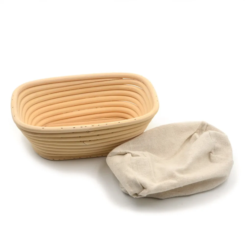 

1pc Rectangle 20x14x7cm Banneton Bortform Rattan Basket Bread Dough Proofing Handmade Multi Storage
