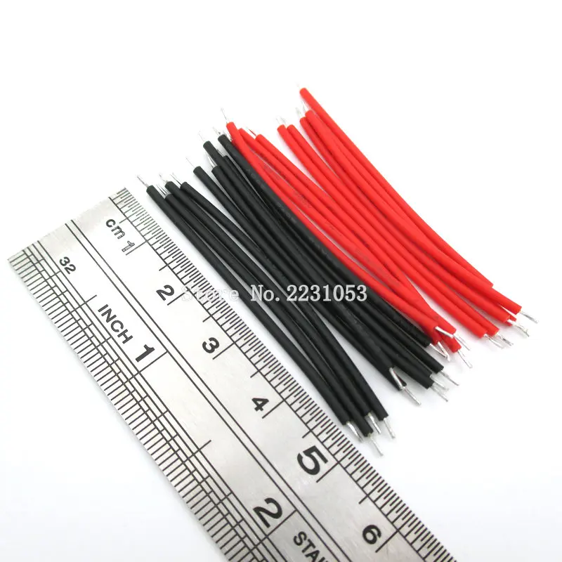 100 шт./лот Оловянная макетная плата кабель для пайки ПП 24AWG 5 см Fly Перемычка провода кабель оловянные проводящие провода разъем провода красный черный