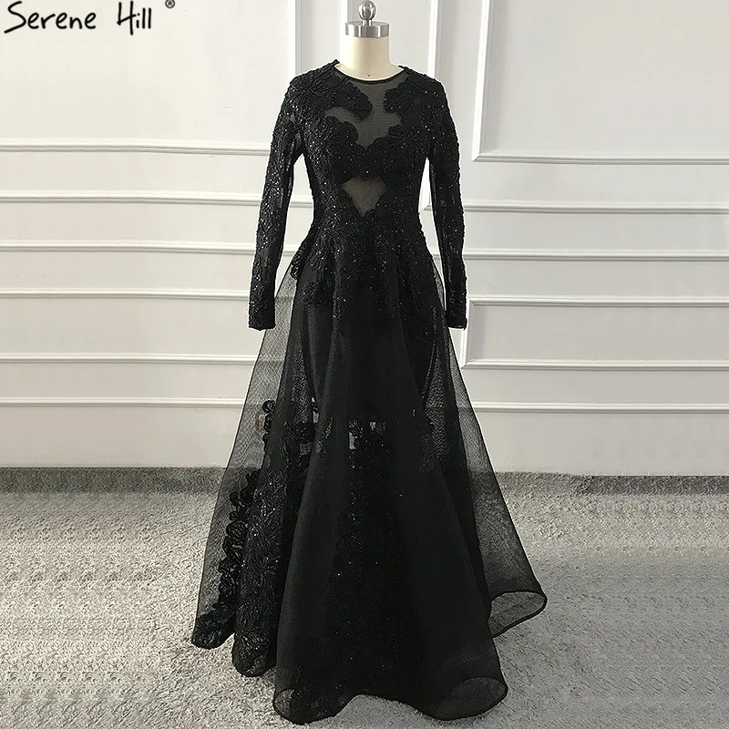 Черные сексуальные платья для выпускного вечера Serene Hill BLA60837 ручной работы с