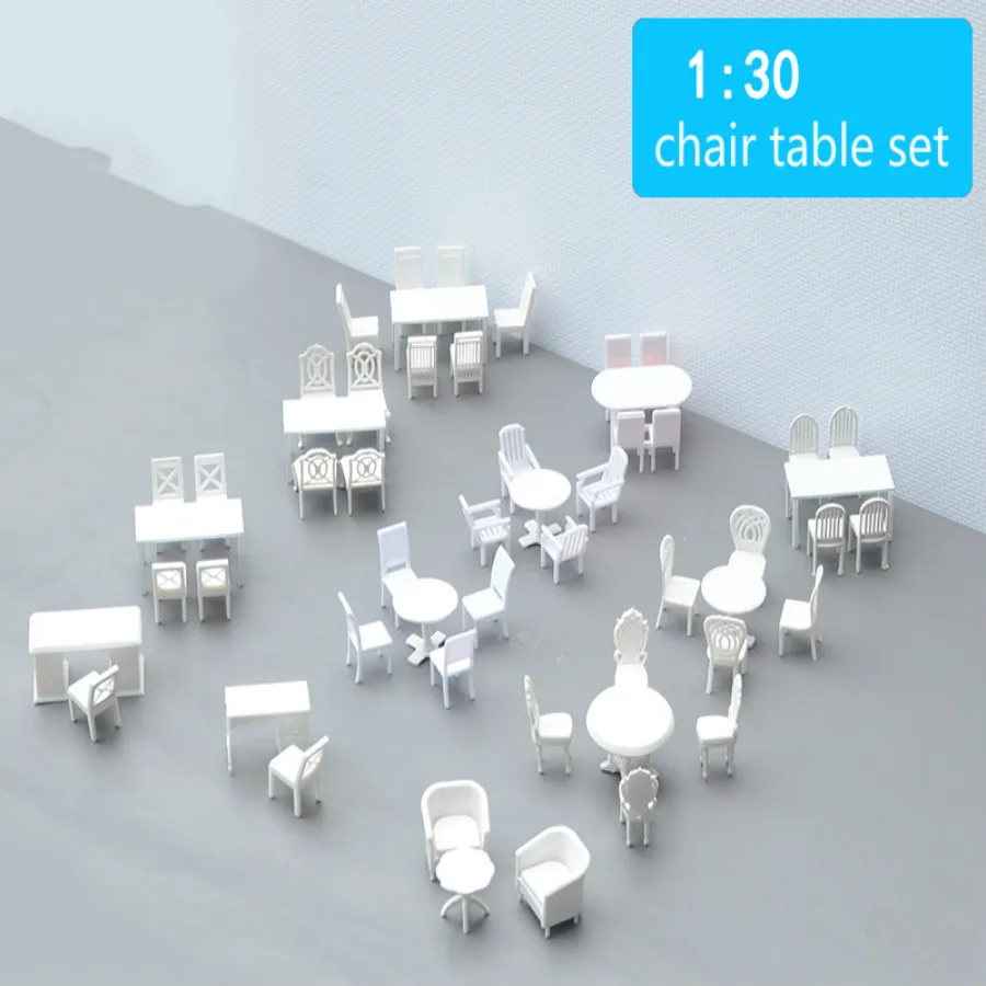 

5sets/lot 1/30 scale Proportional Trade Building Plastic model chair and table for architecture model kits toy