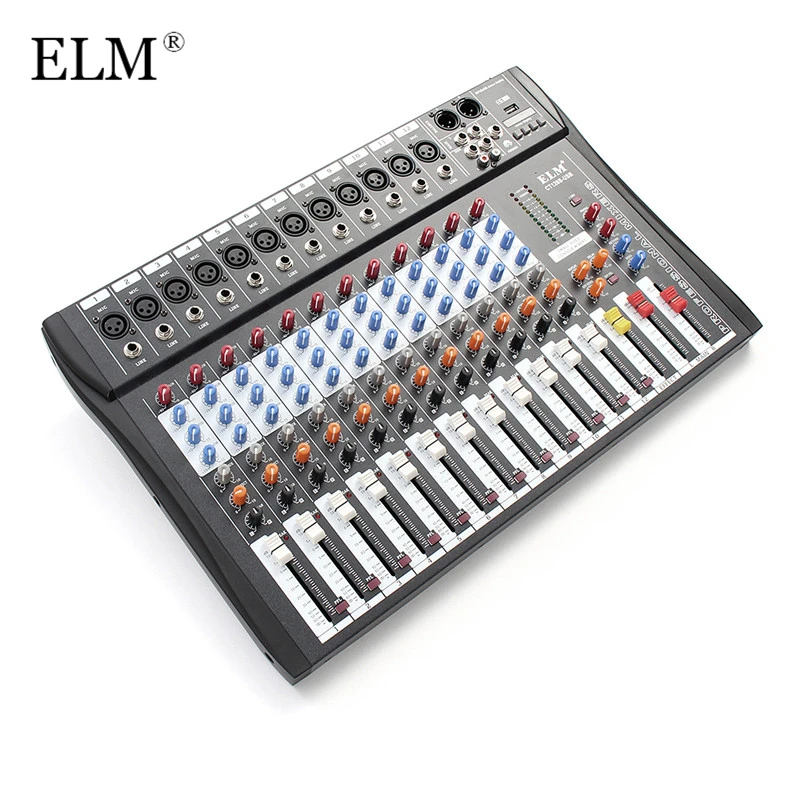 

ELM Professional 12Channel Karaoke Audio Sound Mixer Super Slim Microphone Mixing Amplifier Console With USB 48V Phantom Power