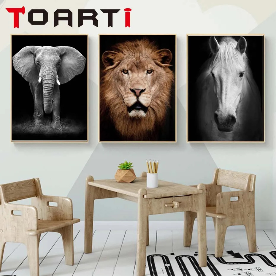 

Lion Elephant Animal Posters Home Decor Wall Art Animal Canvas Painting Wall Pictures Print For Living Room Art Decoration
