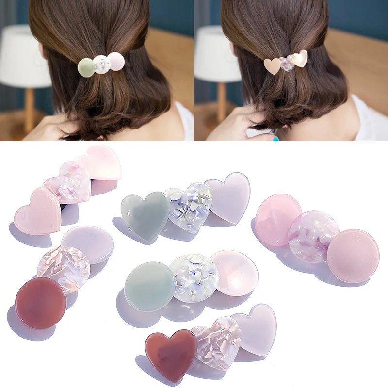 

New Arrival 1pc Cute Heart Circle Shape Hairpin Charming Women Girls Wedding Barrettes Hair clip