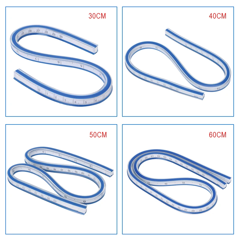 

Flexible Curve Ruler Drafting Drawing Tool Plastic Vinyl 30/40/50/60cm Bendy Curve Measure Drafting Sewing Tool