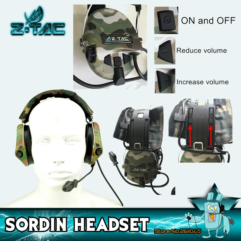 

Z-TAC anti-noise headset tactical ZSordin headset Radio Headset Adapter Tactical Headset PTT Z111 MC/FG