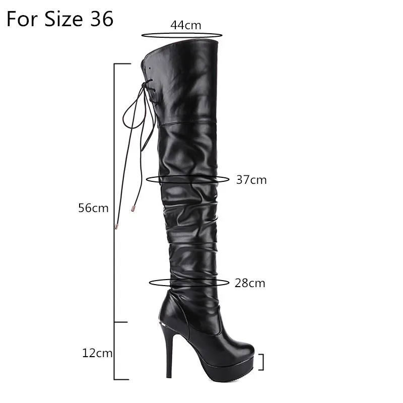 Thigh High Boots Women Platform Fashion over the knee Boots Sexy High Heels White Black Nightclub Party Shoe Woman Large Size 48