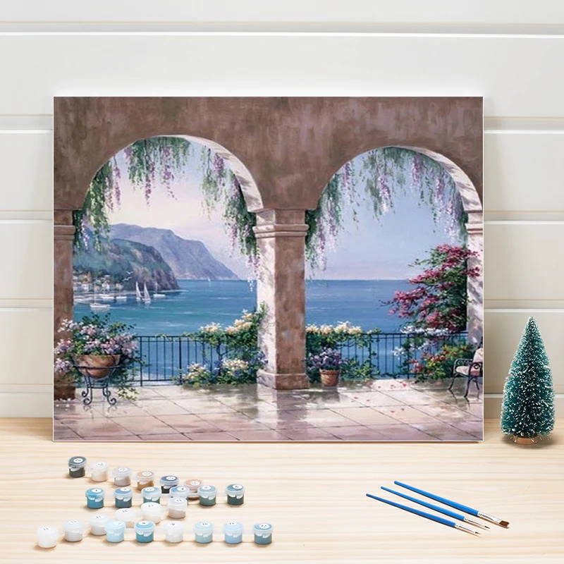 

Europe Seascape Color By Number 40x50cm Paint Acrylic Canvas Oil Paintings Numbers Wall Pictures For Living Room Decor One Piece