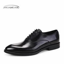 Men Genuine cow leather brogue Wedding shoes mens casual flats shoes vintage handmade oxford shoes for men black brown spring
