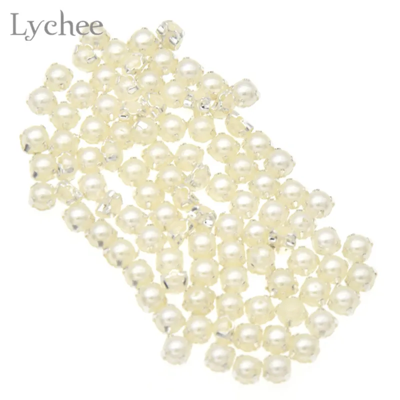 

Lychee 100pcs Mini Doll Buttons Artificial Pearl Bead Shank Button DIY Handmade Sewing Scrapbooking Accessories