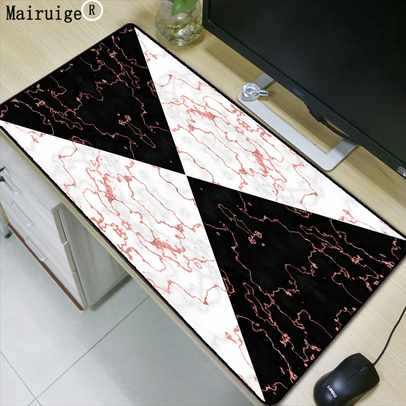 

Mairuige marble stitching pattern large size rubber anti-slip mouse pad black precision sewing computer keyboard gift mat